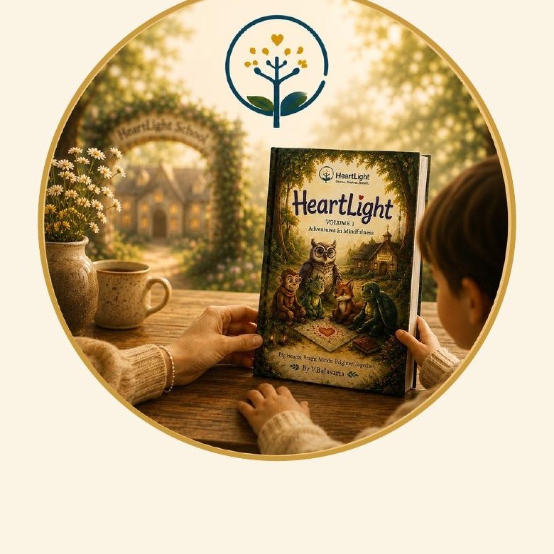 A parent and child reading HeartLight Volume One together